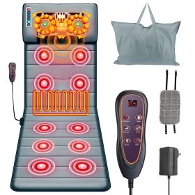 Full Body Electric Massage Mat with Heat Vibration Massage Pad Cushion Back Massage Mattress Chair Pad with Neck Massage Pillow with 10 Vibration Moto (Option: Upgrade)