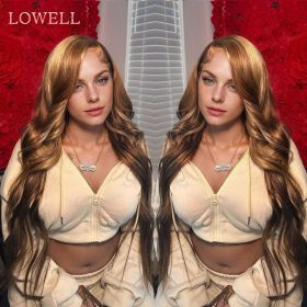 Honey Blonde Ombre Highlight Wig 13x6 Hd Lace Frontal Wig Body Wave Lace Front Wig Human Hair 13x4 Colored Human Hair Wigs (Stretched Length, Density: 22INCHES, 150%, Hair Color: 13X6 lace wig)